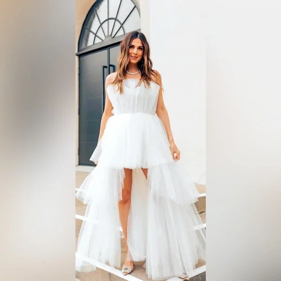 UNTAMED PETALS BY AMANDA JUDGE White High Low Dress - Picture 3 of 5